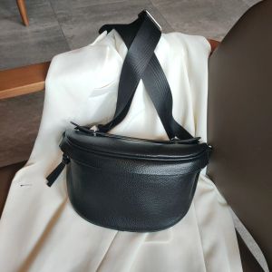 SHUCAI | New Womens Chest Bag Bounce Trendy Large Capacity Soft Cowhide Shoulder Crossbody Bags Small Fashion Genuine Leather Waist Bag