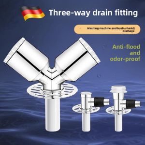 MONLEYTA | German Washing Machine Drain Pipe Special Two-In-One Three-Way Drainage Odor And Overflow Prevention Water Diverters