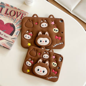 【Hot】Portable Telescopic Bracket Colorful 3D Labubu Silicone+PC Tablet Protective Case For iPad mini 1/2/3/4/5/6/75/6/Air1/2/Pro7/8/9/10/A16 Air3/ProAir4/5Pro 1/2/3/4Air M2/M3Pro M4 Series