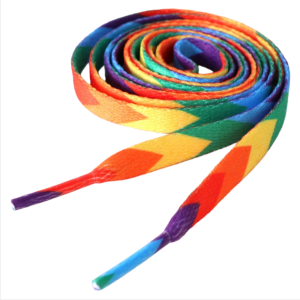 Rainbow color-changing personalized colorful vertical stripes trend shoe laces printed with matching athletic laces
