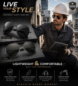Design 9: Aviator Sunglasses – UV400 Classic Luxury Metal Frame Pilot Shades for Men & Women