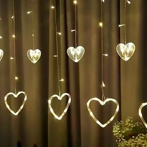 [SG SELLER] LED Heart Shaped Curtain Light Fairy String Light Home decoration