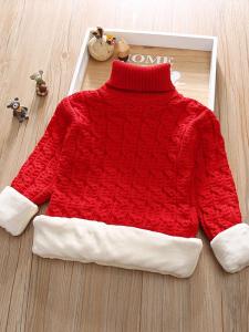 Thickened Fleece Knitted Sweater for Boys And Girls Warm Base Layer Clothes Autumn Winter New Style Childrens Knitted Shirt