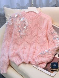 Women's Fashionable Short Sleeve Sweater & Pink Inner Wear Top: New Arrival 2023