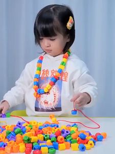 CoolToy Mainan Edukasi Kreatif Anak-Anak Montessori Bentuk Geometris Manik-Manik Tali 50/100/200Pcs