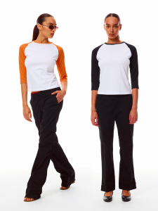 Soft Lightweight Pure Cotton Color Block Raglan 3/4 Sleeve T-shirt