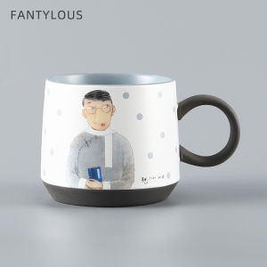 Japanese Artistic Ceramic Coffee Mug Large Capacity Hand-Painted Illustration Cat Character Mugs for Adults Drinkware Cups