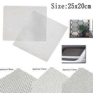 25x20cm Aluminum Mesh Sheet Small Diamonds Grid Decorative Screen for Car Grill Lampblack Filter Sturdy Metal Net Panel