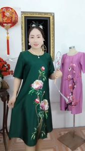 ĐẦM SUÔNG TRUNG NIÊN #VH062 CHẤT LIỆU LỤA THƯỢNG HẢI MỀM MỊN THIẾT KẾ FOM CHE KHUYẾT ĐIỂM BỤNG RẤT TỐT PHÙ HỢP VỚI TUỔI TRUNG NIÊN