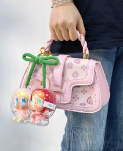 Protective Case for Crybaby Cherry Clear Acrylic Hard Display Box Doll Cover with Silicone Strap Keychain for Crybaby Crying for Love Series Love You Cherry Much