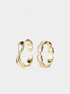 Voyage Two-piece Set Accessible Luxury Gold Ring for Women Special-Interest Design Fancy Index Finger Girls Ring Couple Rings Couple