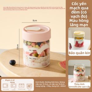 SIYUE | Cốc Ăn Sáng Di Động Cho Nhà & Văn Phòng Với Yến Mạch và Sữa Chua Có Cân Thủy Tinh Có Nắp