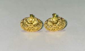 PAWNABLE 18K Saudi Gold Oval Stud Earrings(lightweight)✨
