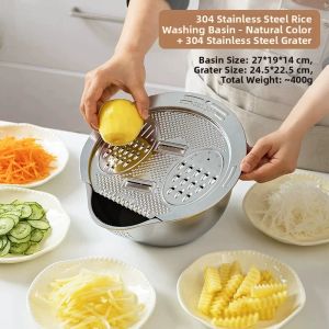 MIVOFIVO | 316L Stainless Steel Multi-functional Slicer Grater Washing Basket