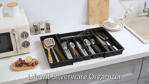 【จัดส่งทันที】กล่องเก็บเครื่องครัว ขยายได้ 8 ช่อง ถาดวางช้อนส้อม ใส่ช้อนส้อม ขนาดใหญ่ จุของได้เยอะ กล่องเก็บช้อนส้อม ถาดแบ่งเครื่องใช้ในครัว เหมาะสำหรับทุกลิ้นชัก Cutlery Storage Box