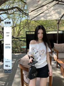 Cotton One-shoulder Short Sleeve T-shirt