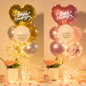 Heart Shaped Birthday Decorative Tabletop Balloon Girl Party Atmosphere Props Column Scene Arrangement Festive Lanterns
