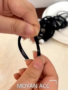 Set 10 Thun Cột Tóc Style Hàn Quốc Nhẹ Nhàng Sang Trọng Dây Buộc Tóc 3 Vòng Đính Ngọc Nữ Tính