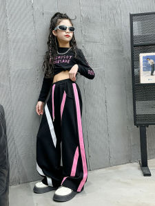 Girls Jazz Dance Pants Spring Autumn Hiphop Middle Large Children Sweatpants Street Dance Clothing Set Cool Long Pants
