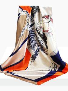 ผ้าพันคอผ้าไหมแฟชั่นสําหรับผู้หญิงผ้าพันคอเส้นใยโพลีเอสเตอร์อเนกประสงค์ / ผ้าพันคอผ้าไหมสี่เหลี่ยมขนาดใหญ่ตามฤดูกาลอเนกประสงค์