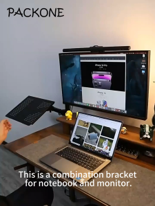 PACKONE Monitor Stand 10-32 Inch Laptop Stand Monitor Stand Laptop + Monitor 2-in-1 Stand