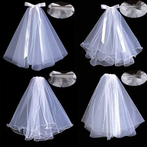 Veil Bride Wedding Dress Proposal Registration Minimalist Bow Headdress License Photo Props White Light Yarn Hair Accessories