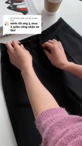 [Ảnh thật] Quần Tây Nữ Cạp Cao Lưng Chun Khóa giữa Big Size Dáng Baggy Công Sở Đi Làm Đi Học chất vải tuyết mưa vitex dày dặn