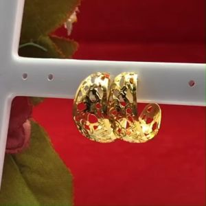 ต่างหูห่วงทอง ฉลุลาย แบบปักก้าน เสริมบารมี ชุบทอง ใส่ออกงานได้ ดีไซส์สวย ต่างหูผู้หญิง แฟชั่น เครื่องประดับ พร้อมส่ง