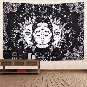 VIKAMA Vũ Trụ Sao Pha Mặt Trăng Tấm Thảm Chuyển Màu Chòm Sao Chiêm Tinh Học Phong Cách Bohemian Phòng Khách Phòng Ngủ Treo Tường Polyester