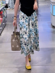MANMI | Chic High Waist Floral Midi Skirt