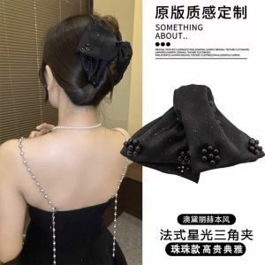 Elegant Satin Star Rain Shark Bite Hair Clip Hepburn Style Luxury French Fashion Hair Accessories New Fresh out Korean Style
