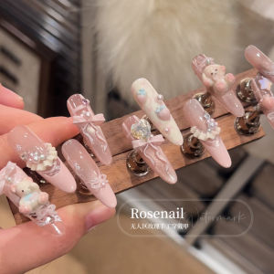 Cute Bear Pudding Handmade Wearable Nail Art Stickers Removable Adorable Nail Tips Chinese Brand Normal Size Basic Packaging