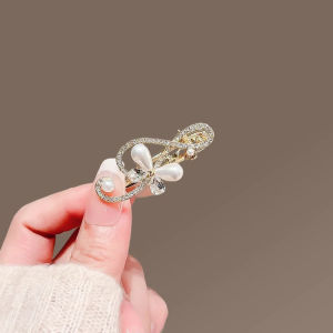 Temperament Pearl Butterfly Notes Hair Clip Alloy One-word Duckbill Clip Sweet Side Bang Clip Women Fashion Hair Accessories