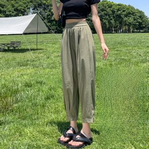 LANGPIN | High Waist Loose Fit Casual Sports Pants Womens Summer Thin Leggings Slimming Comfortable Harlan Trousers Versatile Cuffed Pants