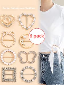 Multifunctional Clothes Corner Knot Buckle High-Grade Retaining Ring T-shirt Shirt Short Sleeve Hem Fixed Decorative Buckle Accessories Scarf Buckle