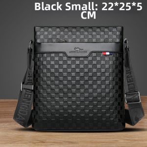 Leather Business Single Shoulder Bag Casual Crossbody Bag for Men Soft Top Layer Cowhide Backpack Grid Pattern Soft Leather