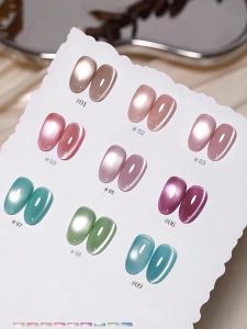 MIANEL 12ML 1-9PCS ดอกไม้เหมือนซาติน Cat Eye Gel เล็บ ฤดูร้อนเล็บไวท์เทนนิ่งเล็บสีชมพูเล็บสีฟ้าเล็บสีเขียว