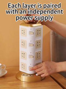 SOFTHOME 3 Layers Multi-functional Tower Vertical Socket with Bold Line USB Charger Extension