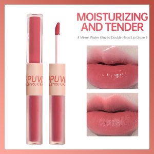 CAPPUVINI 2 in 1 Lumpur Bibir Beludru Matte + Glasir Bibir Bersinar Pelembab /Glasir Bibir Berujung Ganda -🌹Tamia