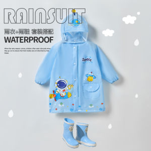Childrens Raincoat And Boots Set Cartoon Design EVA Material Regular Thickness for Toddlers Boys And Girls Kindergarten Kids
