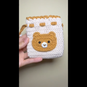 [Có sẵn] Túi dây rút mini 9x10cm đựng trang sức son tai nghe phụ kiện bằng len handmade