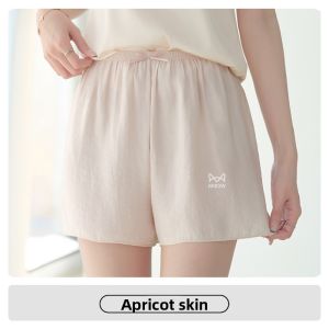 miiow | MiiOW Ice Silk Womens Underwear Summer Cool Sensation Flat Angle Skin-friendly Pure Color Safety Shorts Youth Mid Waist Briefs