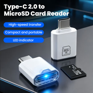 elough | Type-C 2.0 Mini TF Card Reader USB C External Storage Memory CardReader with Light Type C to TF SD Micro Card Reader For Phones