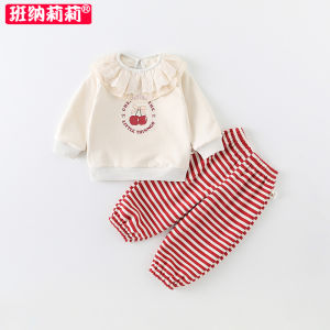 Princess Style Spring Autumn Baby Girl Outfit Cotton Sweatshirt Pants Two Piece Set Cute Fashionable Childrens Clothing