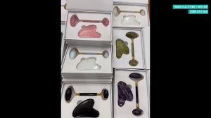 Bộ đá Guasha massage mặt giảm nếp nhăn + Cây lăn massage nâng cơ bằng đá tự nhiên