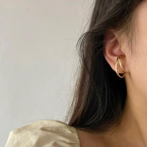 Pain-Free Metal Ear Cuff Womens Minimalist Style No Piercing Required One-Piece Fashion Jewelry Ear Rings Alloy/Golden/Silver