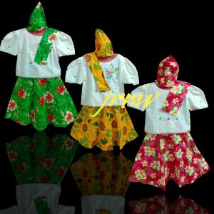 Terno Kimona and Palda and Bandana and Alampay  Linggo ng Wika - Kimona at Saya for KidsFilipiniana Dress for KidsBaro’t Saya CostumeBuwan ng Wika CostumeTraditional Filipiniana Set4-in-1 Filipiniana CostumeFilipino Traditional Costume for Girls