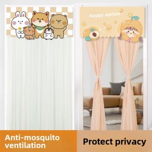 DINGSIPU | Double Layer Opaque Partition Curtain No Drill Adhesive Breathable Mosquito-Proof Door Curtain