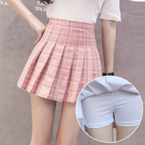 Female Korean Plaid Pleated Skirt High Waist A-line Skirt Short Skirt