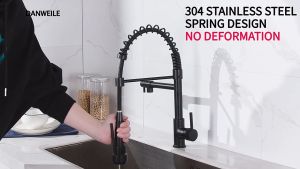 FIDEDI Kitchen Faucet 304 Stainless Steel Faucet Pull Out 2 in 1 360° Swivel Kitchen Faucet Kitchen Sink Water Saving Faucet Kitchen Faucet with Flexible Hose Brass Body Kitchen Sink Faucet Hot and Cold Pull Out Stainless Steel Faucet